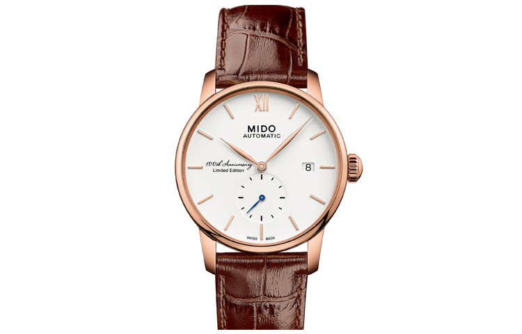 

MIDO Часы Baroncelli Automatic Mechanical Movement Men's Watch Watch 38mm White Dial Stainless Steel Case Leather Strap, White