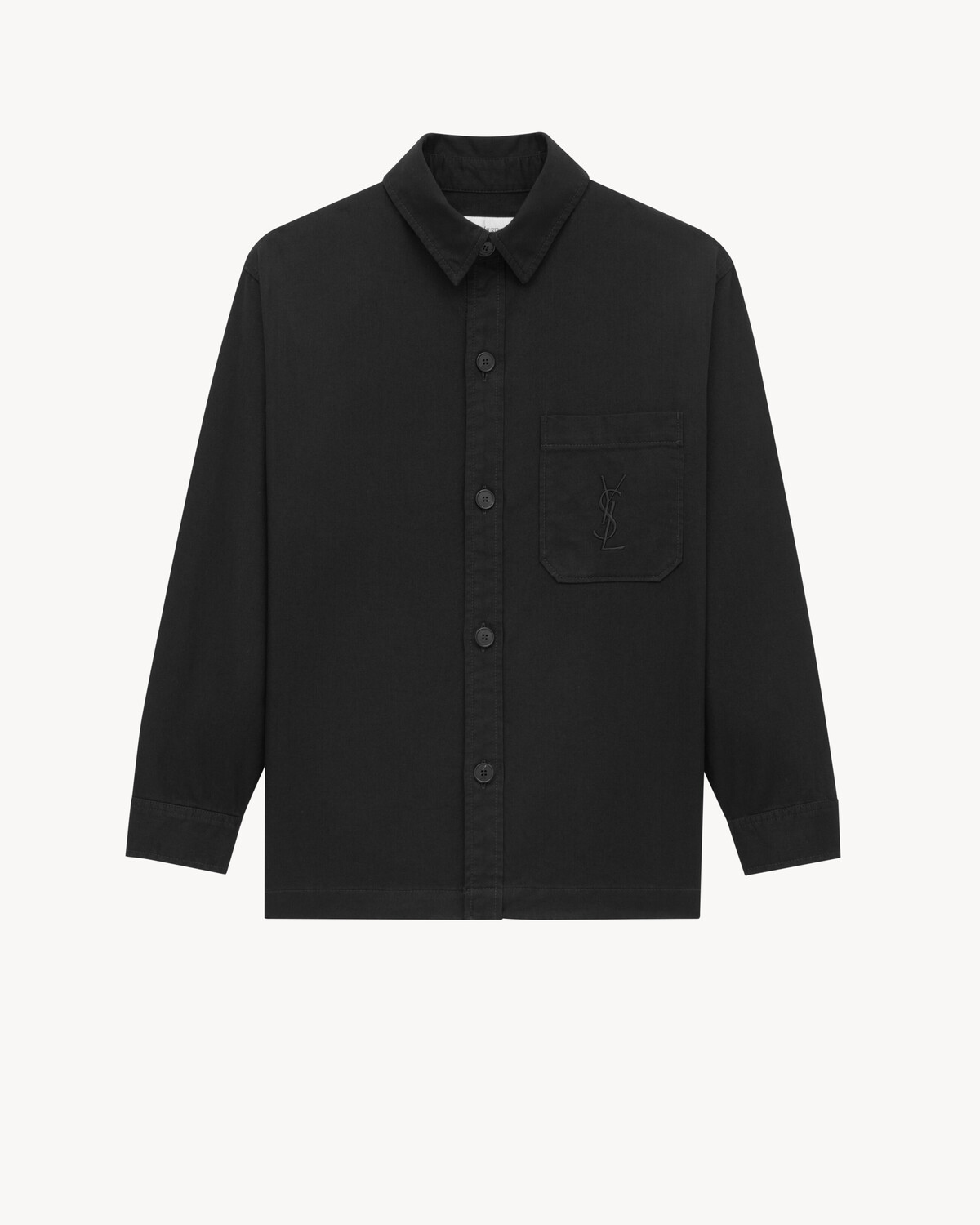 

Рубашка-куртка CASSANDRE из хлопково-льняной габардины Saint Laurent, черный