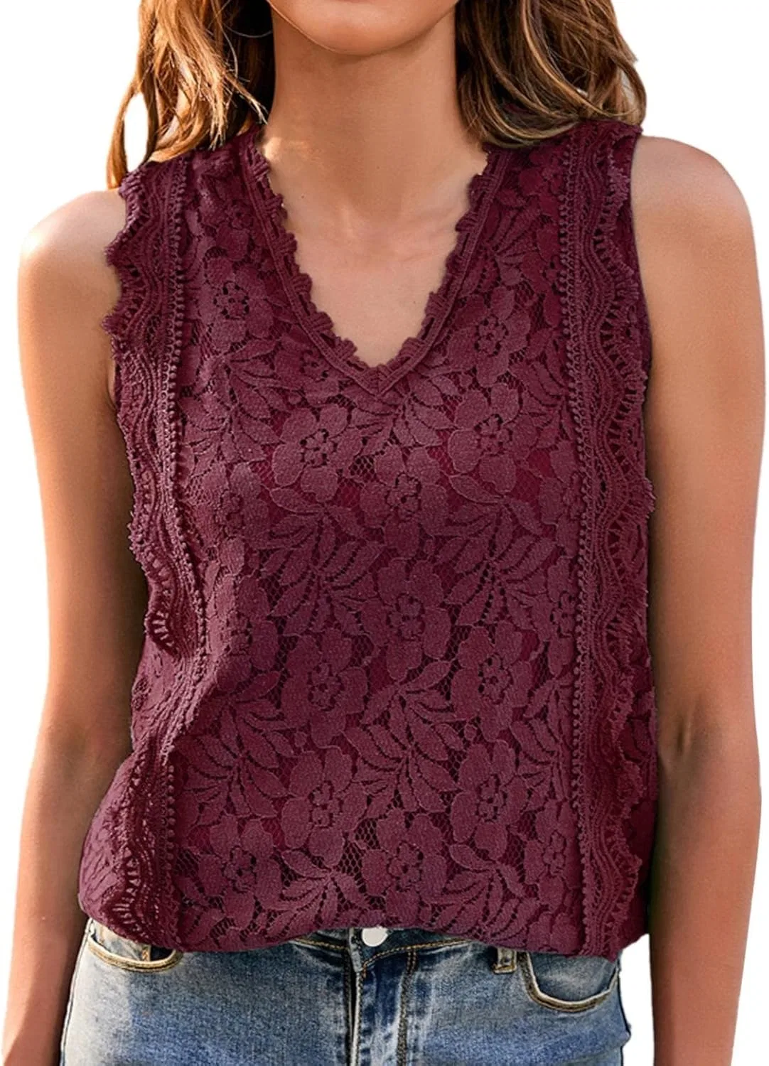 Блуза женская с кружевными рукавами Party Clothes for Lady, красный — фото 4