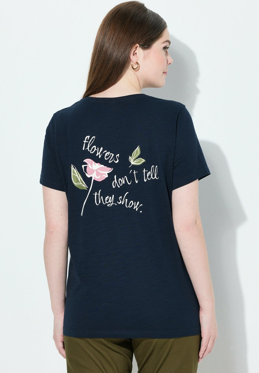 

Футболка Ulla Popken FLOWER GRAPHIC, Marine/Dark Blue, Синий, Футболка Ulla Popken FLOWER GRAPHIC, Marine/Dark Blue