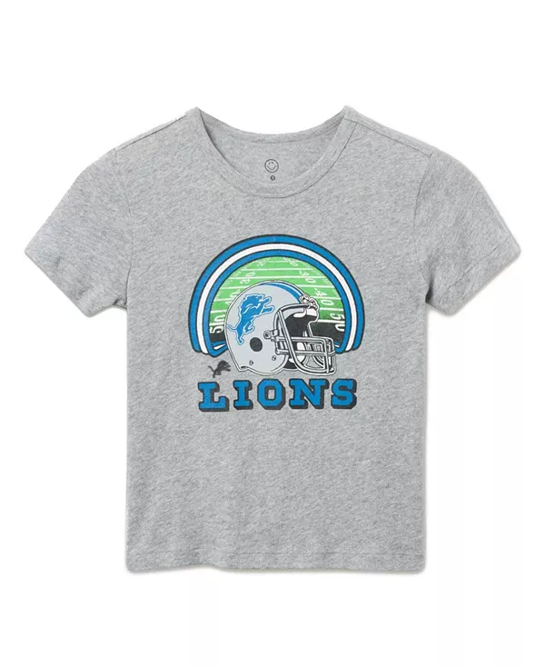 

Футболка унисекс с символикой команды «Детройт Лайонс» - для малышей и взрослых. Junk Food Clothing, серый