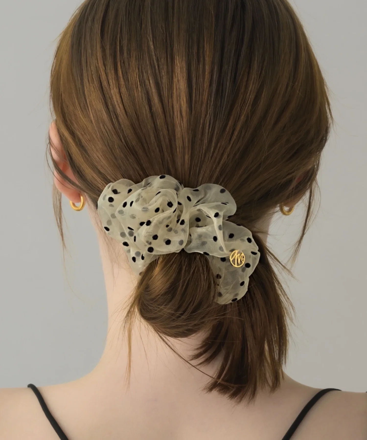 Шифоновый шушу с горошком Muku, бежевый — фото 3