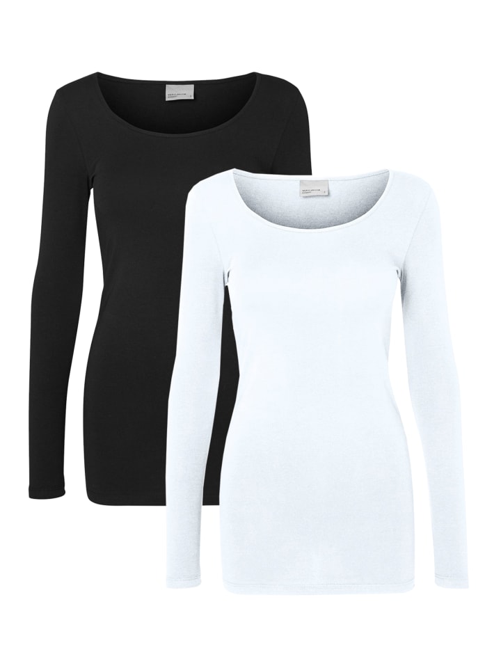 

Тонкая рубашка с длинными рукавами, комплект из 2 предметов VMMAXI в черном и белом цвете Vero Moda