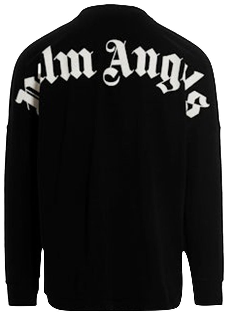 Футболка с длинными рукавами Palm Angels с классическим логотипом, черно-белая — фото 2
