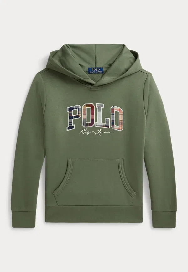 Толстовка с капюшоном Madras logo terry hoodie 7 14y Polo Ralph Lauren, цвет хаки