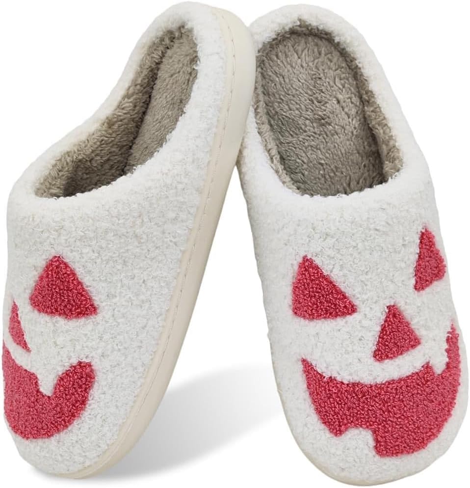 

Забавные сланцы QBTZJ на Хэллоуин для женщин и мужчин, милые плюшевые теплые удобные легкие тапочки для пар, Pumpkin 3