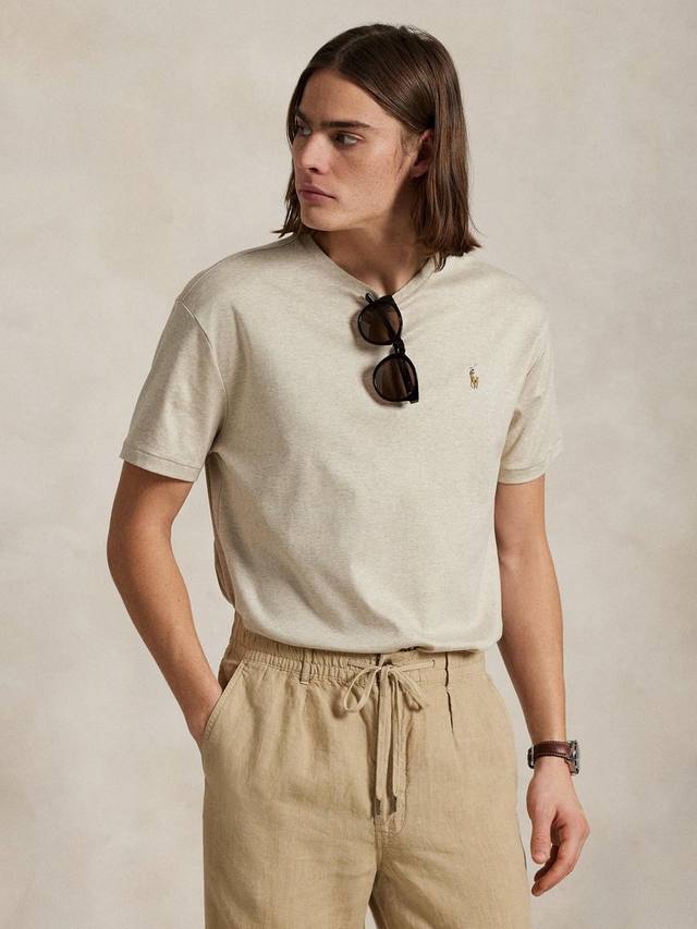 

Хлопчатобумажная футболка поло на заказ slim fit с коротким рукавом Ralph Lauren, цвет Exp Dune Heather