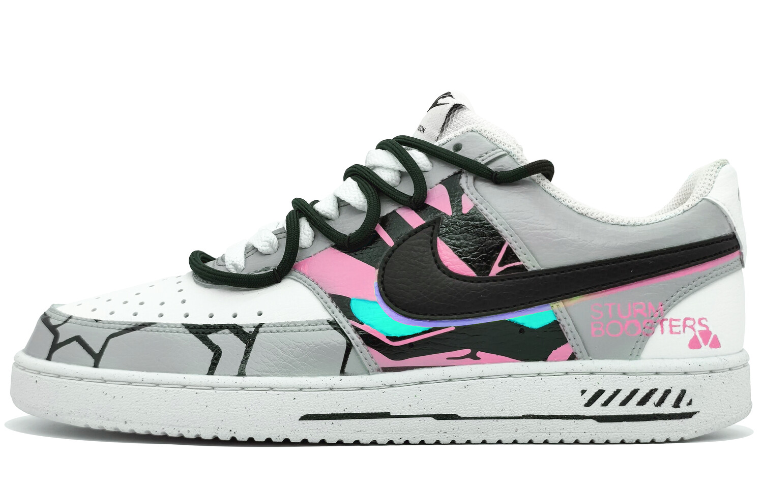 

Кроссовки Nike Court Vision 1 Skateboarding Shoes Women's Low-top Green, Purple, Black, серый/розовый