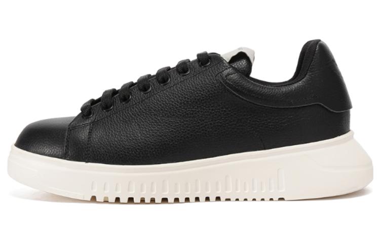 Кроссовки EMPORIO ARMANI Tumbled Leather Sneakers, черный