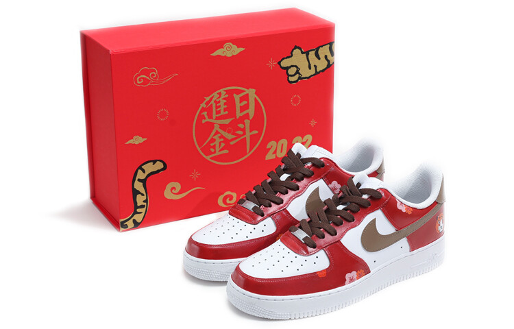 

Кроссовки Nike Air Force 1 Skateboard Shoes Women's Low-Top Red/White/Brown