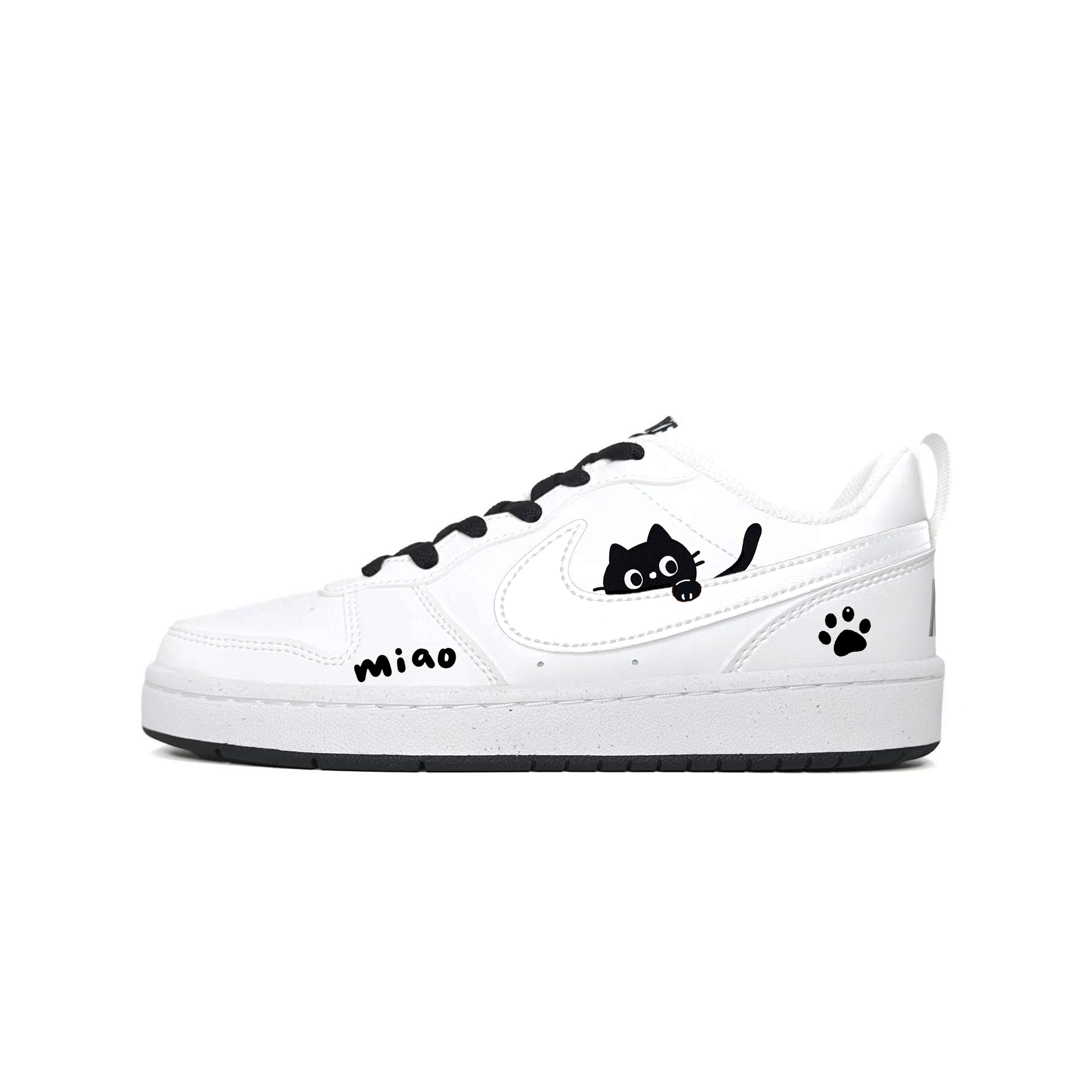 

Nike Court Borough устойчивые к истиранию низкие детские скейтбординг кроссовки Black White для подростков