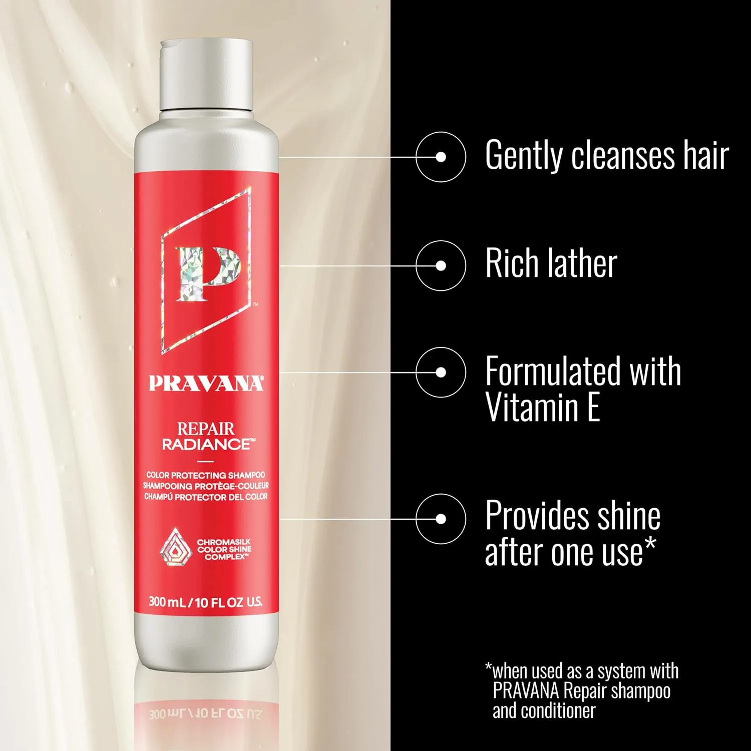 Шампунь Pravana Repair Radiance для укрепления, защиты и восстановления поврежденных окрашенных волос — фото 2