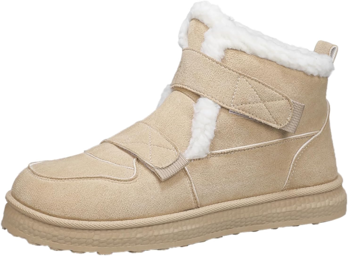 

Мужские зимние теплые ботинки Khwfjas - мягкая флисовая подкладка, верх из материала, похожего на замшу, удобная амортизирующая подошва, легкое снятие и надевание, идеально подходят для повседневной носки и прогулок в холодную погоду, бежевый