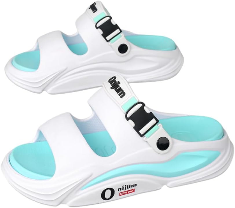 

Мужские повседневные сандалии с круглым носком, удобный материал для выхода в открытый космос, не скользящая подошва, мужские сабо идеально подходят для повседневной носки Hchctry, белый/синий