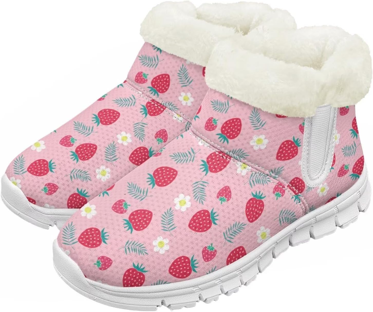 

Pzuqiu Зимние ботинки для девочек и мальчиков, ботильоны для детей с теплым мехом, противоскользящие, для прогулок, белая подошва