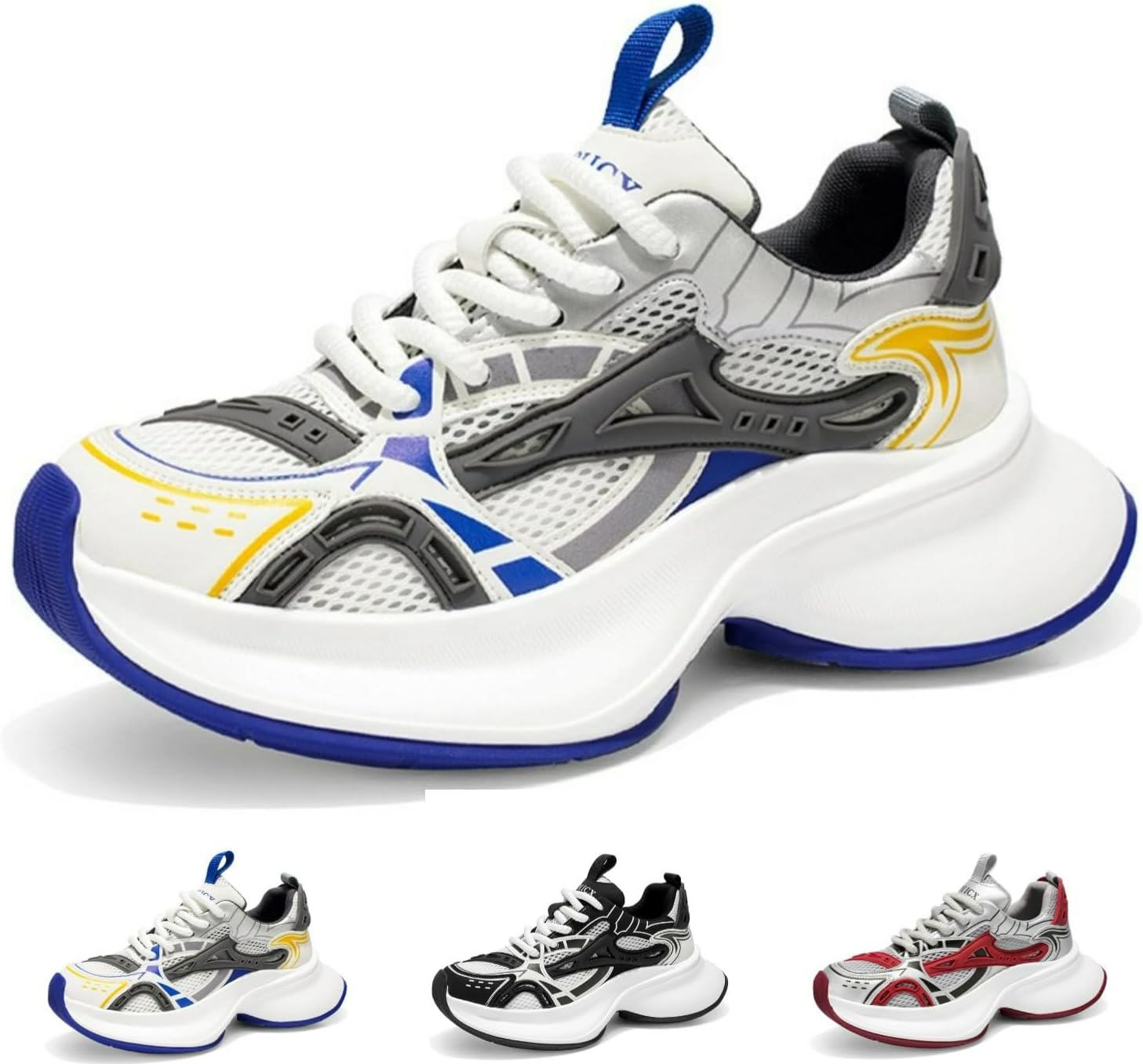 

Мужские ретро кроссовки с массивной подошвой, легкие и дышащие, классические беговые спортивные, повседневные удобные обувь для ходьбы Macefil, белый/синий