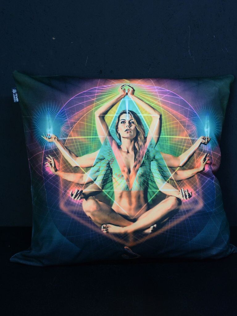 

Подушка PSYWORK черная светлая неон "Resonance", 60х60см
