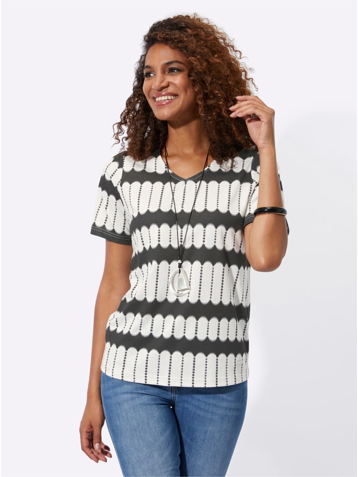 

Рубашка с короткими рукавами в черно-бежевом цвете с принтом WITT WEIDEN