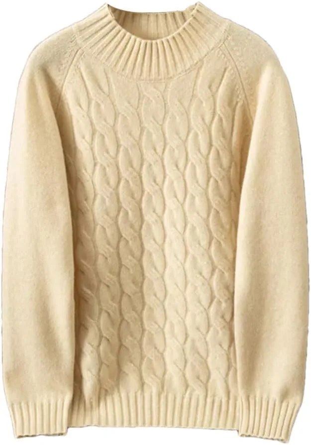 

Мужской свитер Dninmim из кашемира с косой вязкой и круглым вырезом