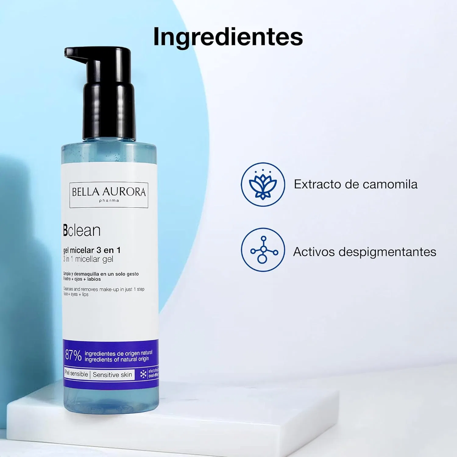 Мицеллярная вода Bella Aurora — Мицеллярный гель Bclean 3 в 1 для чувствительной кожи, 200 мл — фото 3