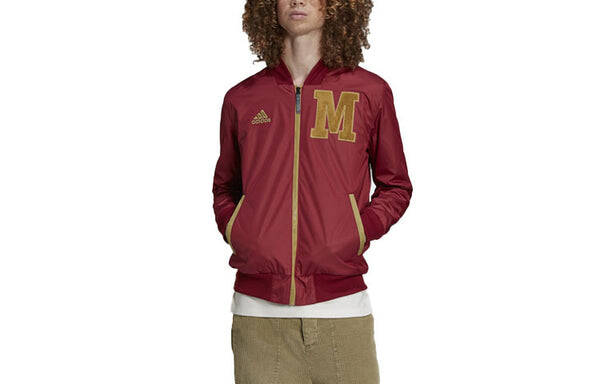 Куртка fcb lny bomber limited bayern munich black soccer/football logo jacket brown red Adidas, красный — фото 2