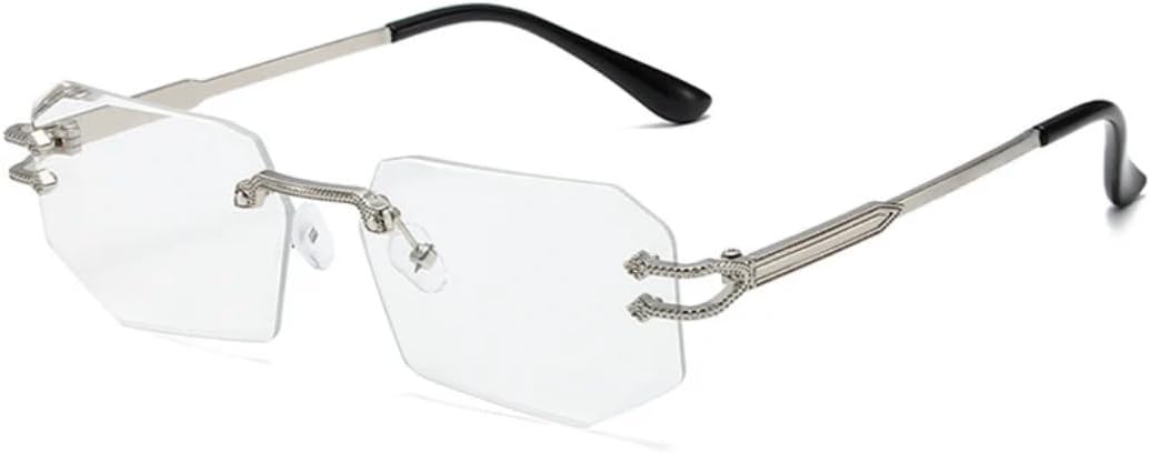 

Солнцезащитные очки с защитой UV400 | Маленькая безободковая оправа, цветные линзы | Для женщин и мужчин, для занятий спортом на открытом воздухе и вождения DSVIGF, Silver