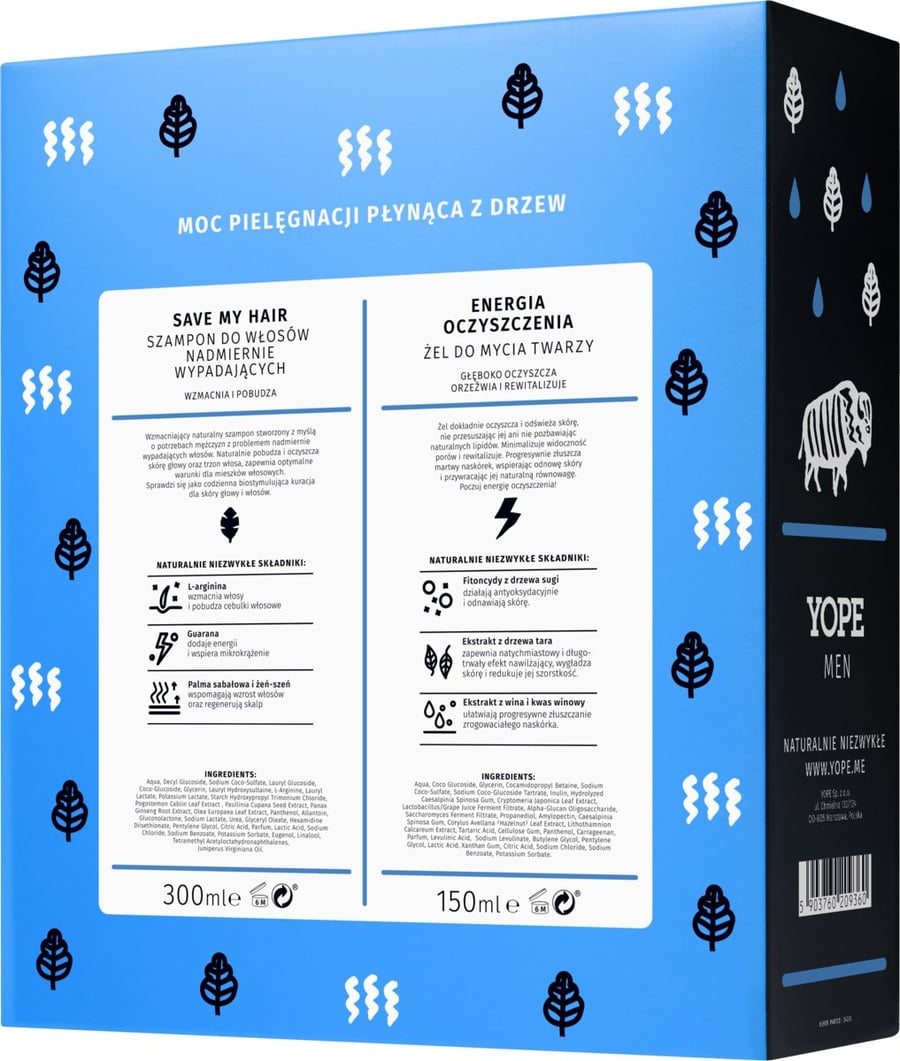 Гель для умывания лица Yope Men Wood Set 150 мл + Шампунь для волос Men Save My Hair 300 мл — фото 2