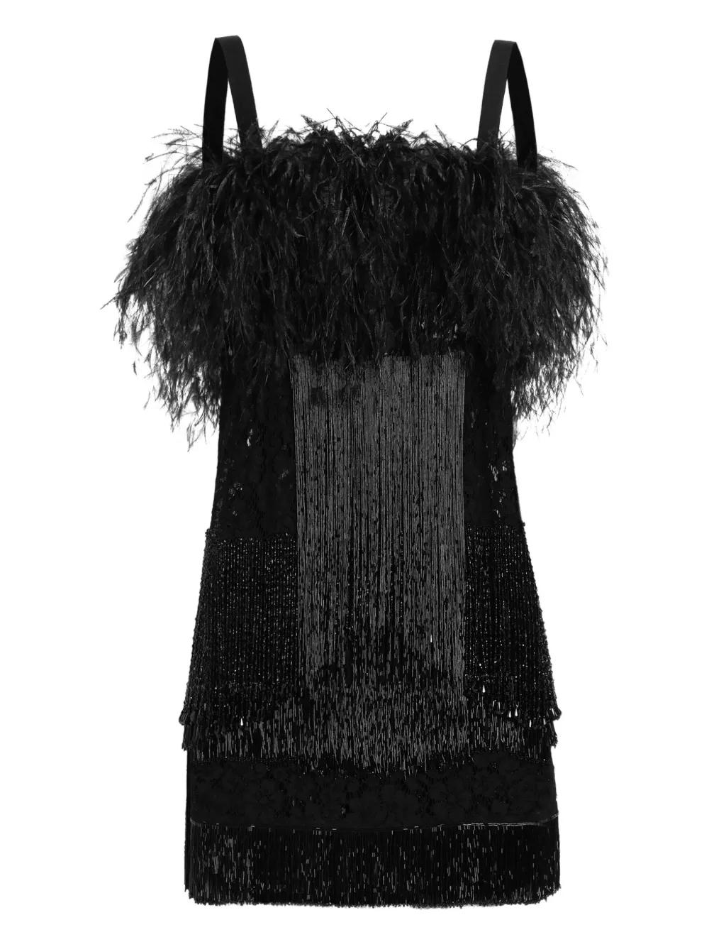 

Платье мини с перьями DOLCE & GABBANA, черный