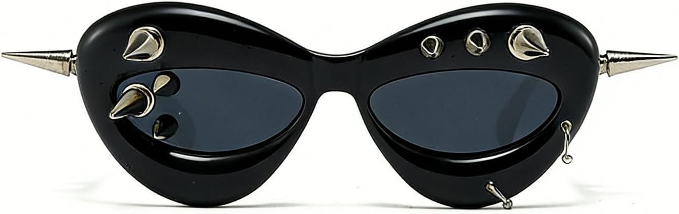 

Солнцезащитные очки в стиле панк-рок с заклепками, модные мужские солнцезащитные очки, очки «кошачий глаз» с шипами, женские солнцезащитные очки в стиле Y2K laureles, C1