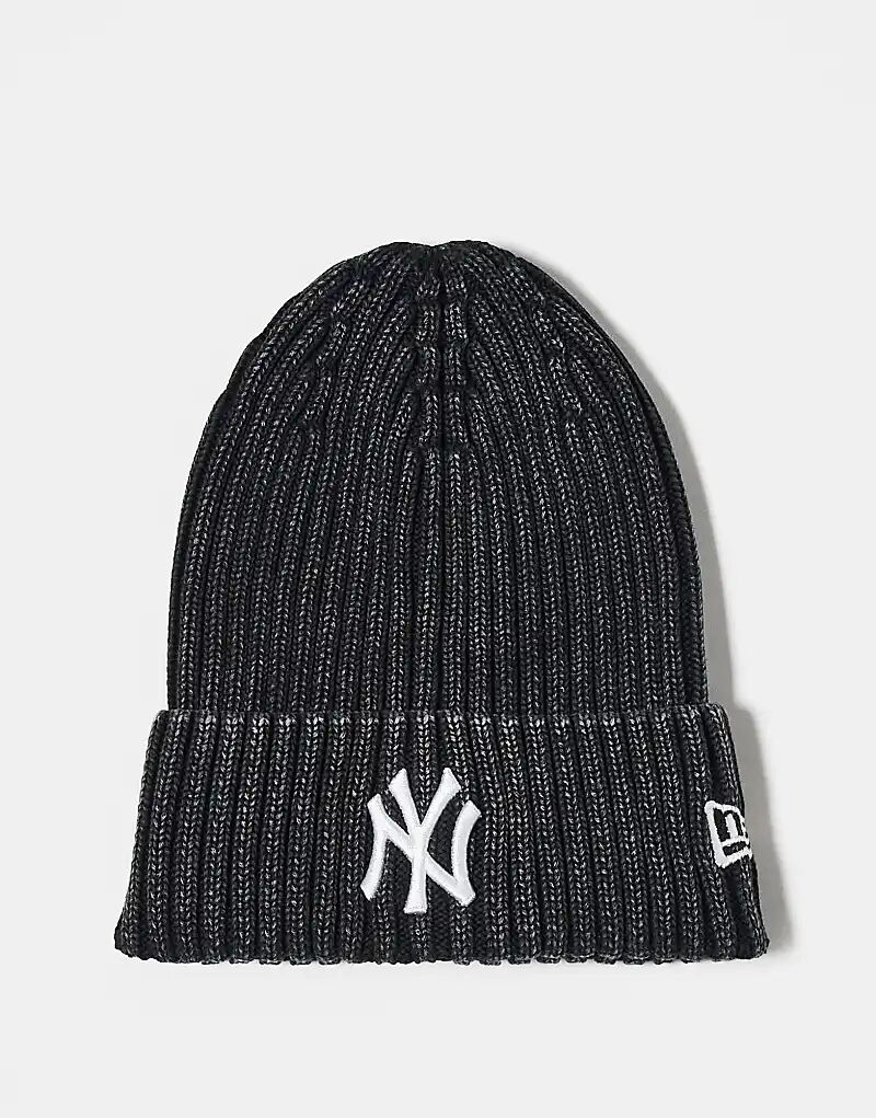 

Двухцветная шапка-бини New Era NY Yankees с манжетами из толстой вязки, черного цвета