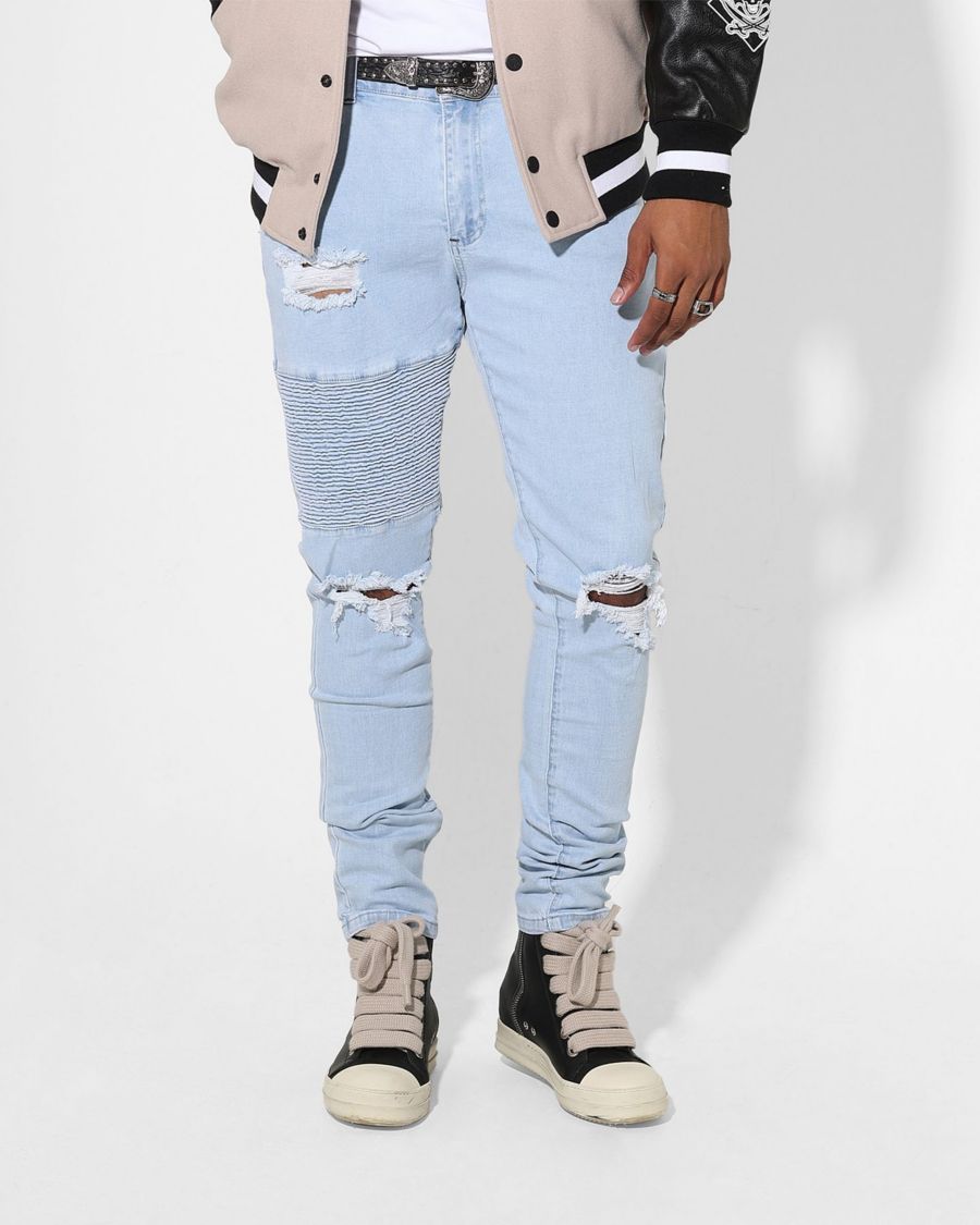 

Мужские рваные байкерские джинсы Index SAINT MORTA, Light blue