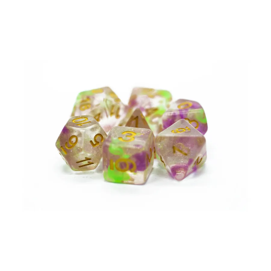 

Набор Poly Set Rose Garden с золотом (7), Acrylic-Resin Dice - Luminous