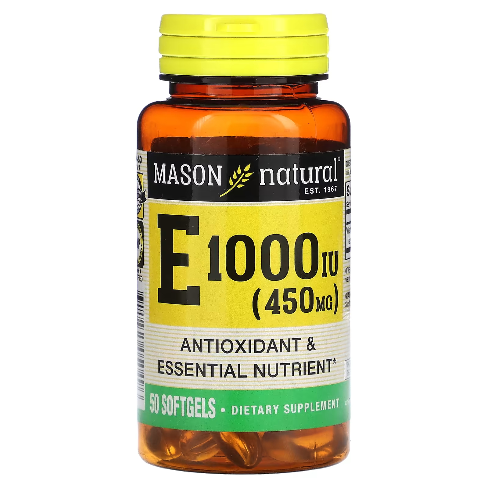 

Витамин Е Mason Natural 1000 МЕ 450 мг, 50 таблеток