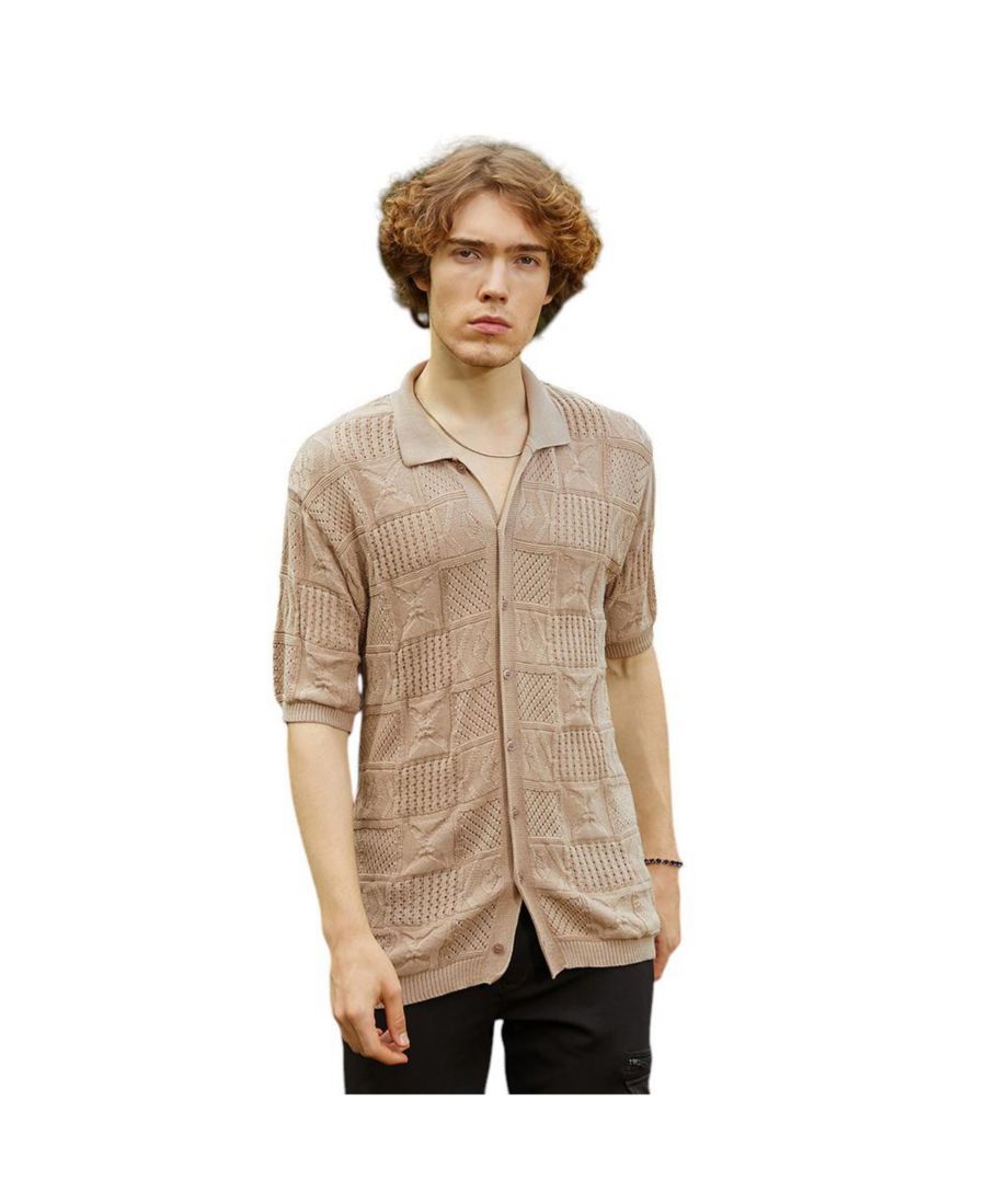 

Мужская трикотажная рубашка с нашивками Campus Sutra, Beige/khaki