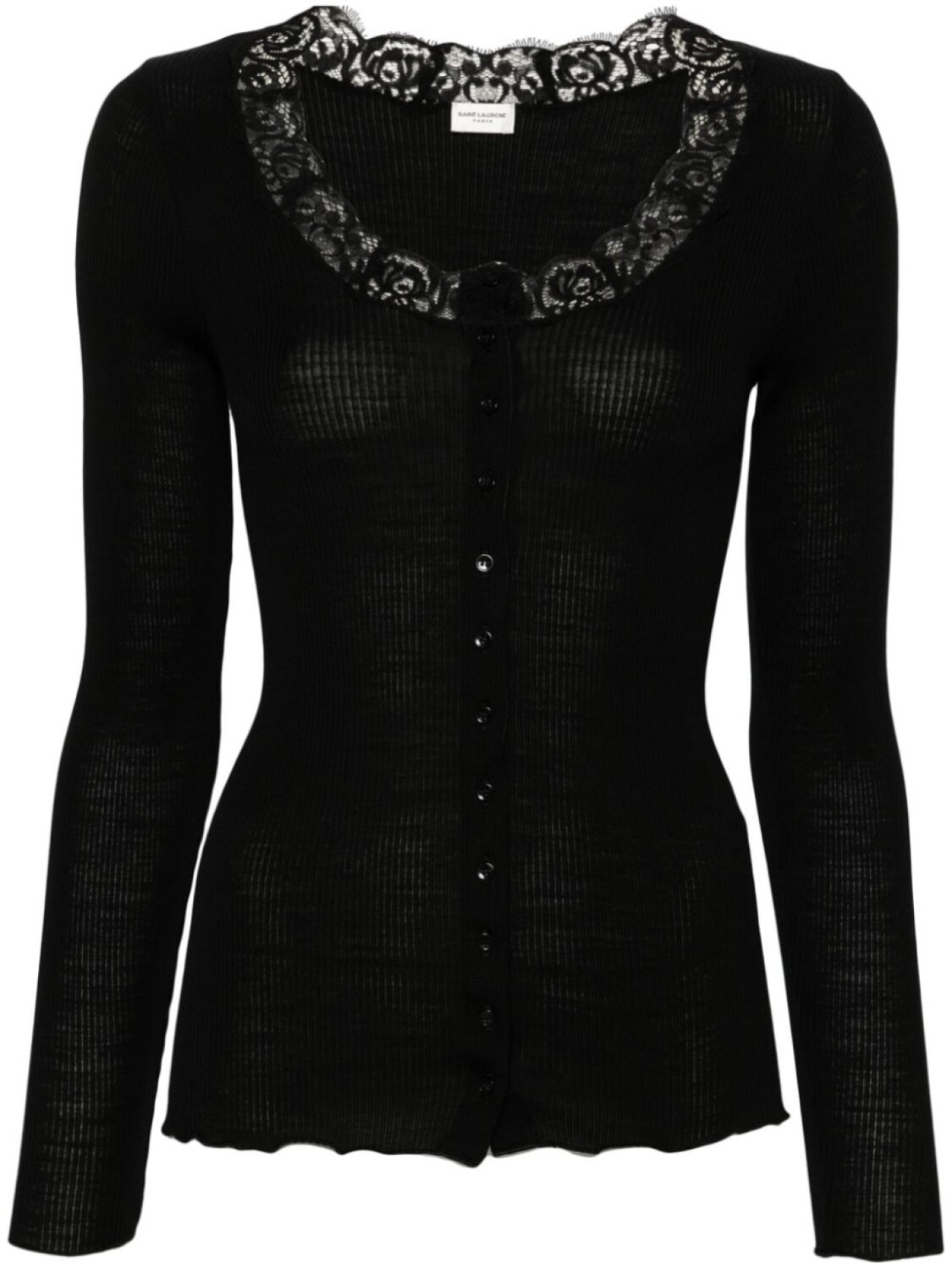 

Saint Laurent кардиган с кружевом, черный