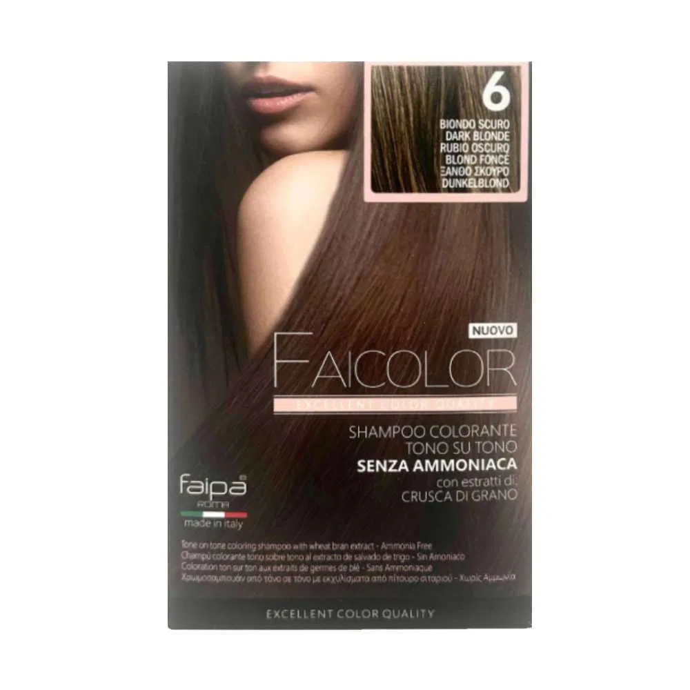 Шампунь-краска Faicolor тон в тон без аммиака, 6 темный блонд ‎Faipa