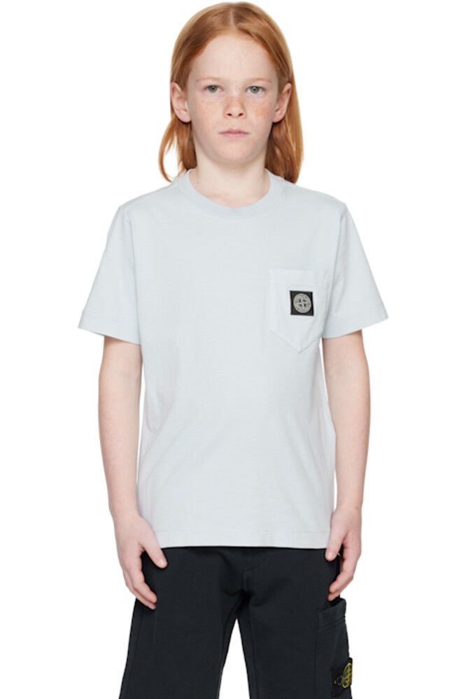 

Детская футболка с синим карманом Stone Island Junior