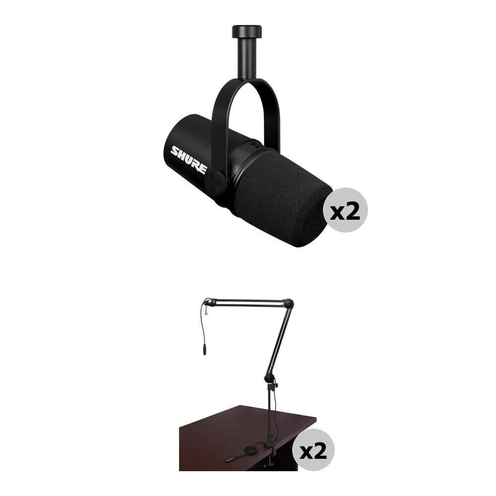 

Комплект Shure MV7X для трансляции на 2 человека с микрофонами и штангами
