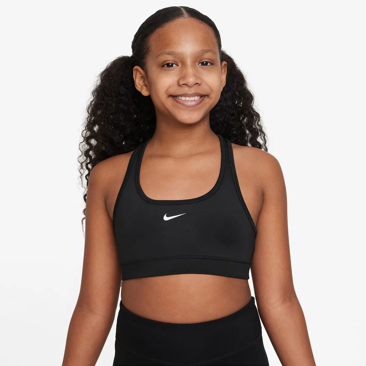 

Топ Nike для девочек Dri-FIT Swoosh, черный/белый