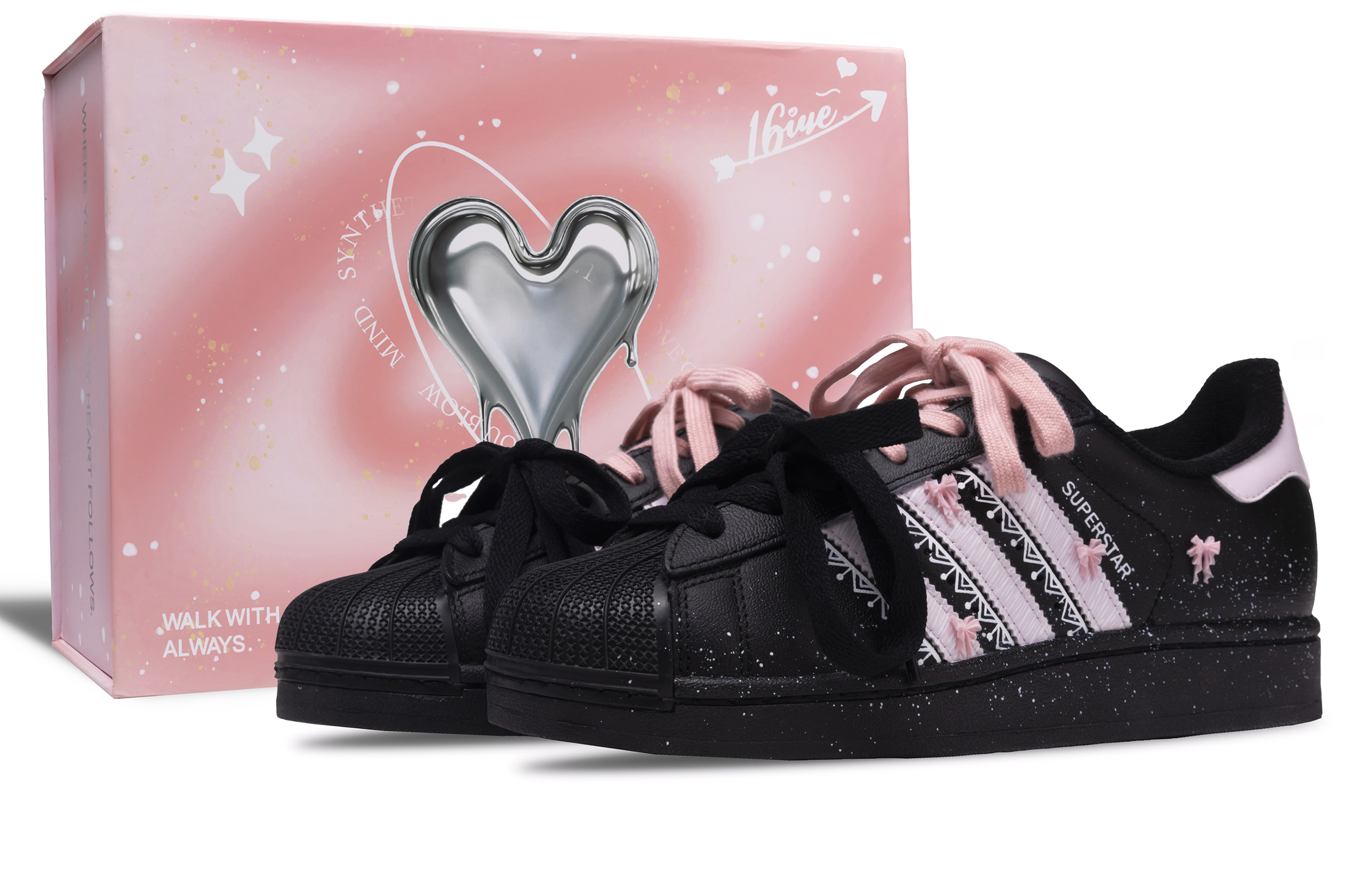 

Детские кроссовки для скейтбординга Superstar 2 для начальной школы Adidas Originals, черный/розовый