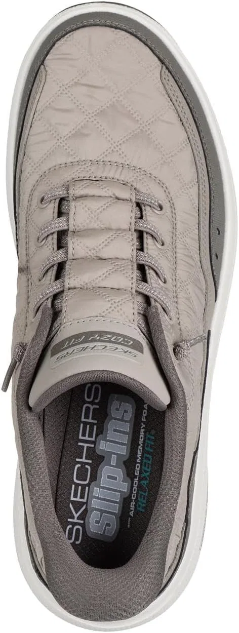 Мужские кроссовки Skechers Urban Explore Cosy Fit Hands Free Slip-in, Taupe Textile Synthetic Trim — фото 3