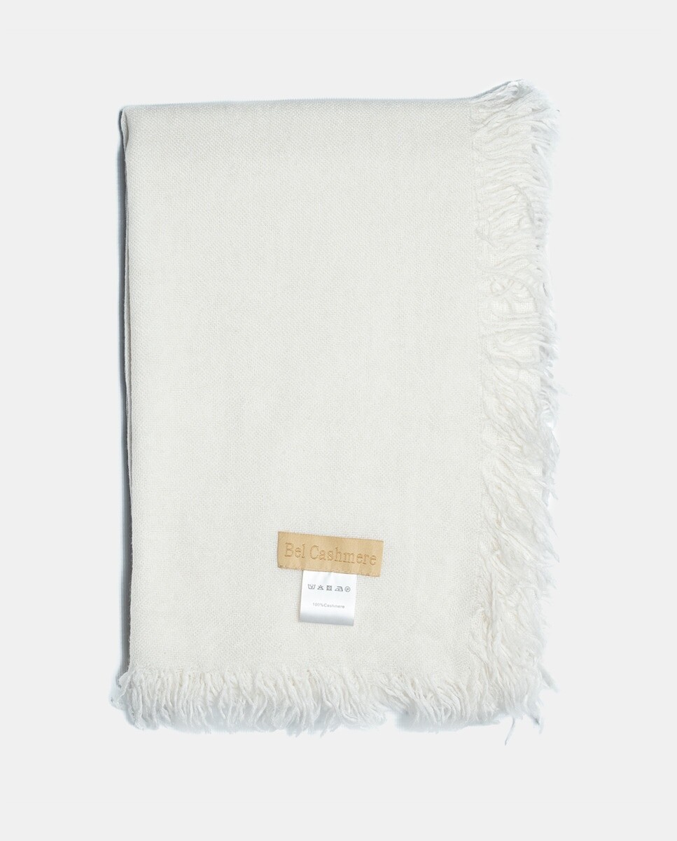 

Белый шарф из 100% кашемира Bel Cashmere, белый