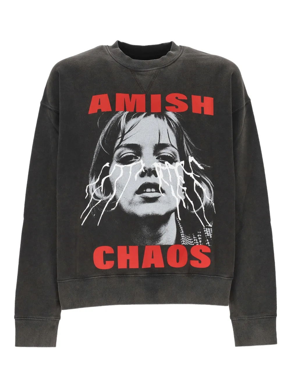 

Свитшот с графическим принтом AMISH, серый