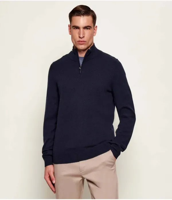 Шерстяной свитер H-Hemarlo regular fit Boss, темно-синий