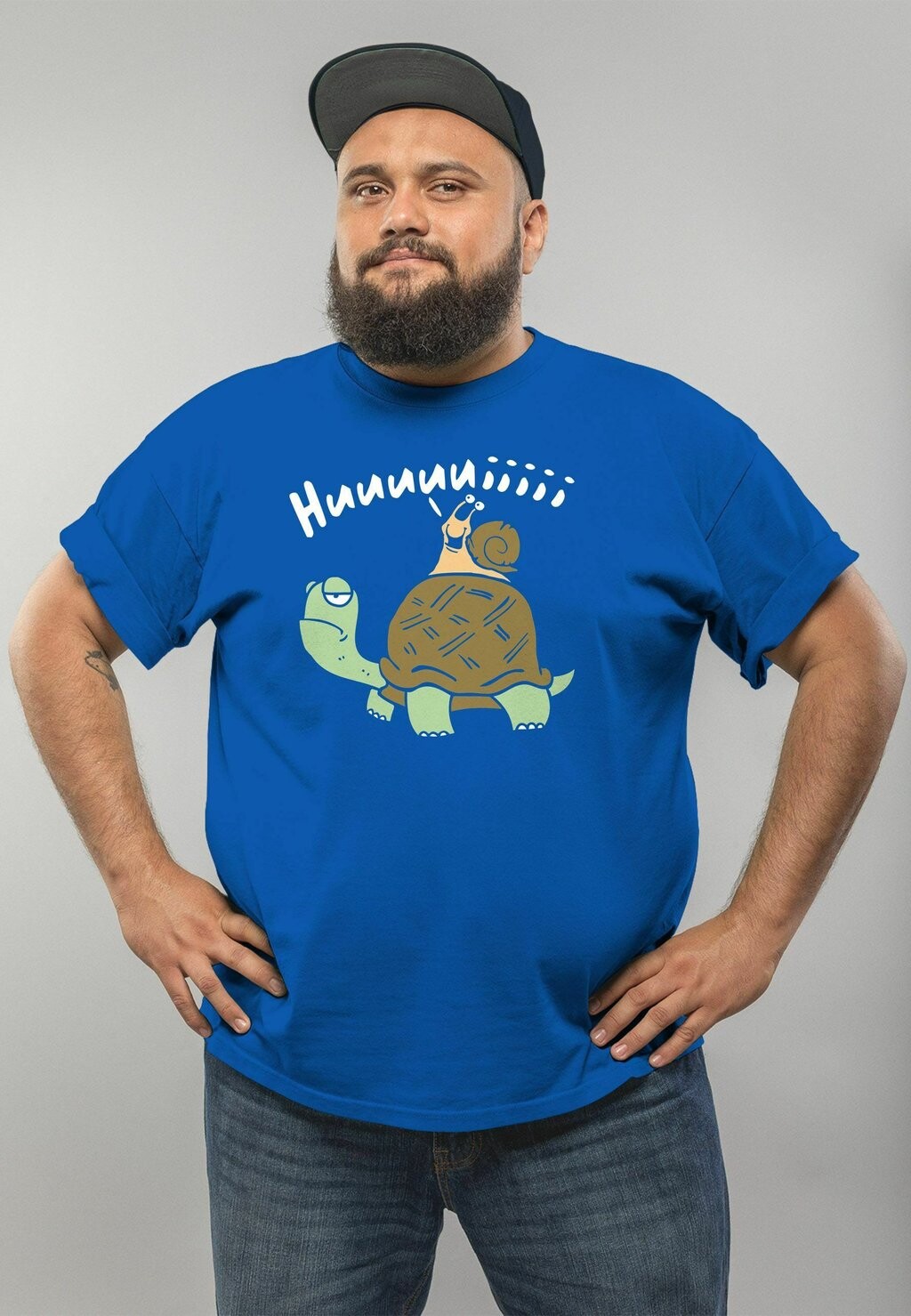 

Футболка с принтом SCHILDKRÖTE SCHNECKE HUUUUIIII LUSTIG WITZIG SCHE Moonworks, цвет blau