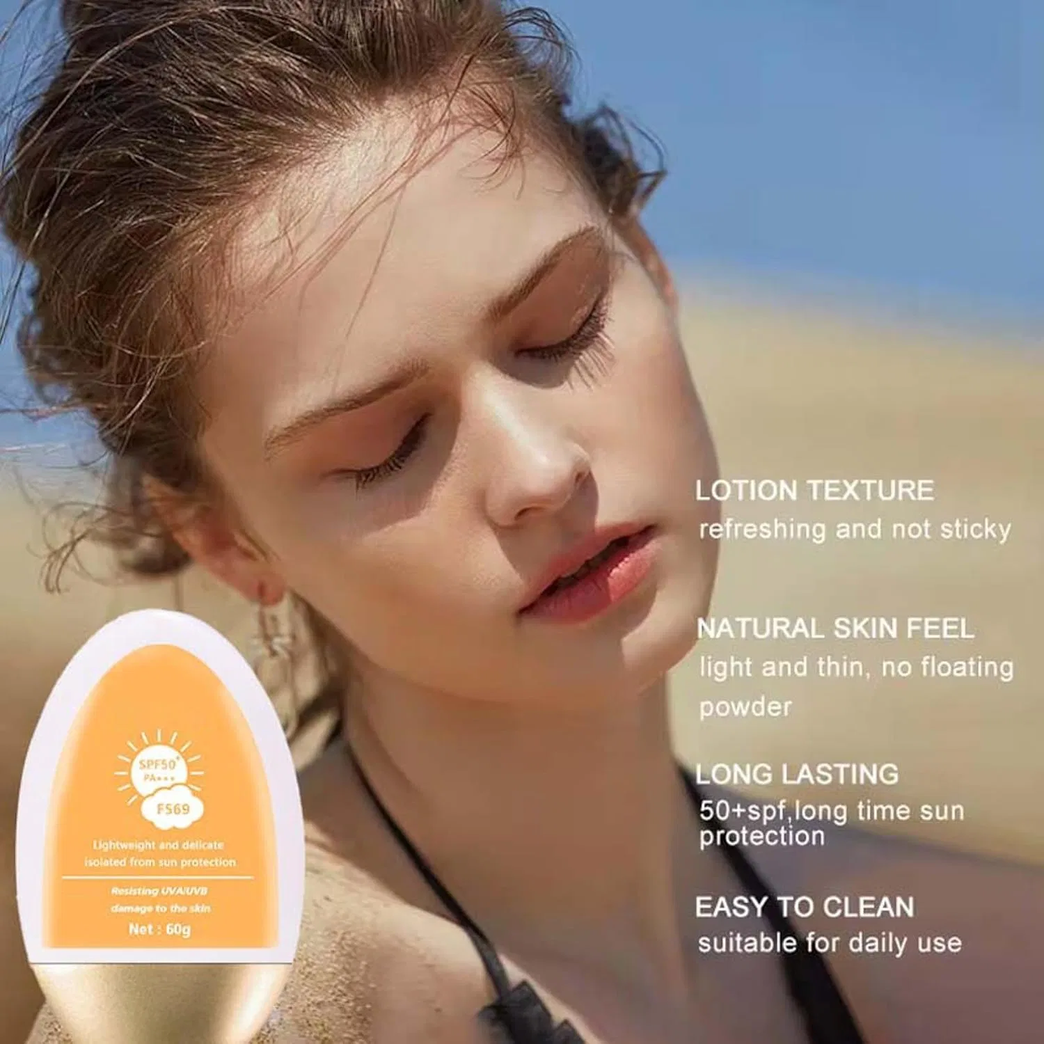 Солнцезащитный крем для тела легкий матирующий SPF 50+ Generic 60 г голубой — фото 4
