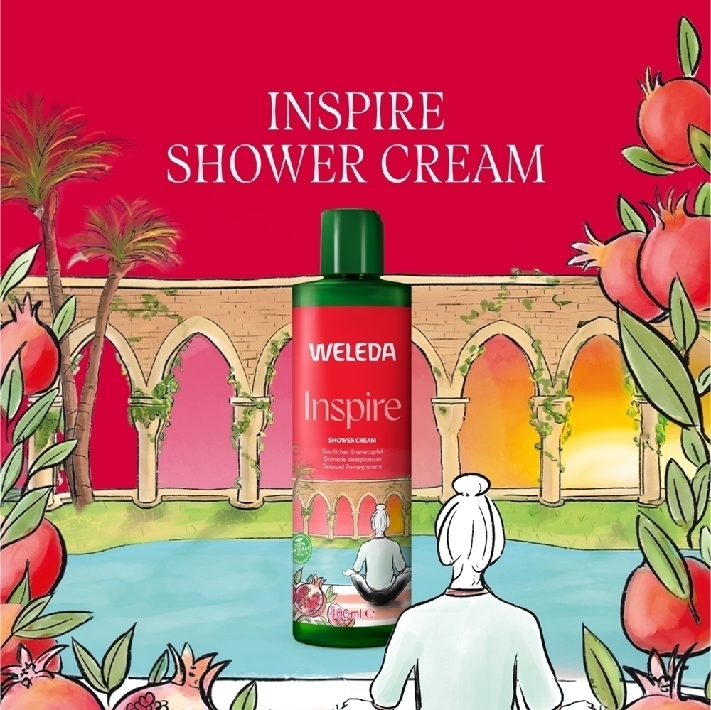 Восстанавливающий крем для душа Inspire Weleda, pomegranate, orange and vanilla 400 мл — фото 4