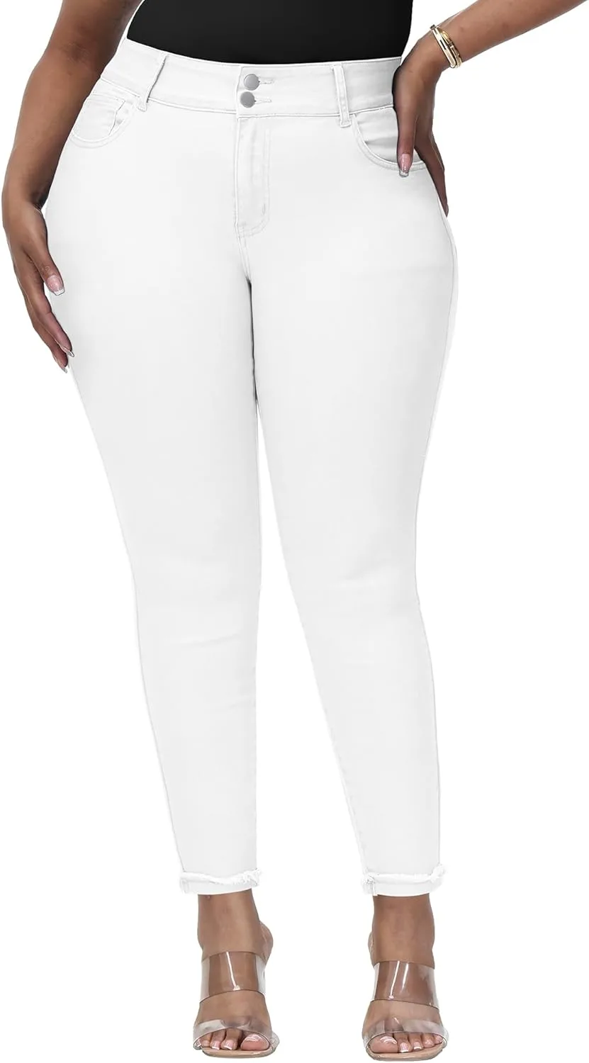 

Женские джинсы Plus Size Skinny с высокой посадкой и эластичной тканью Gocolloa