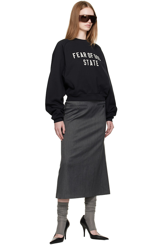 Fear Of God Essentials Черная флисовая толстовка с рукавами реглан и круглым вырезом — фото 4
