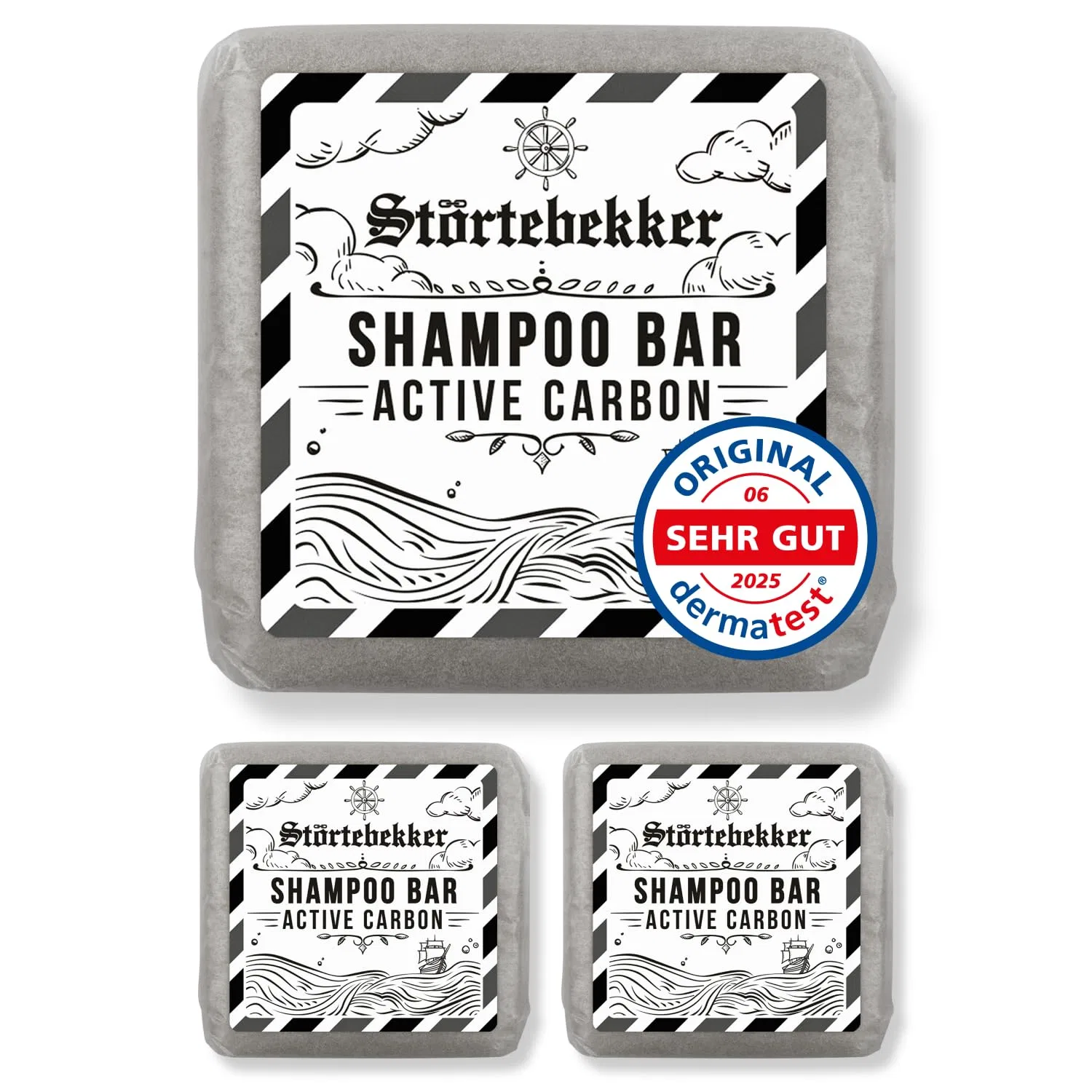 Твердый шампунь Störtebekker с активированным углем Störtebekker Shaving Accessories, 3 X 100 G